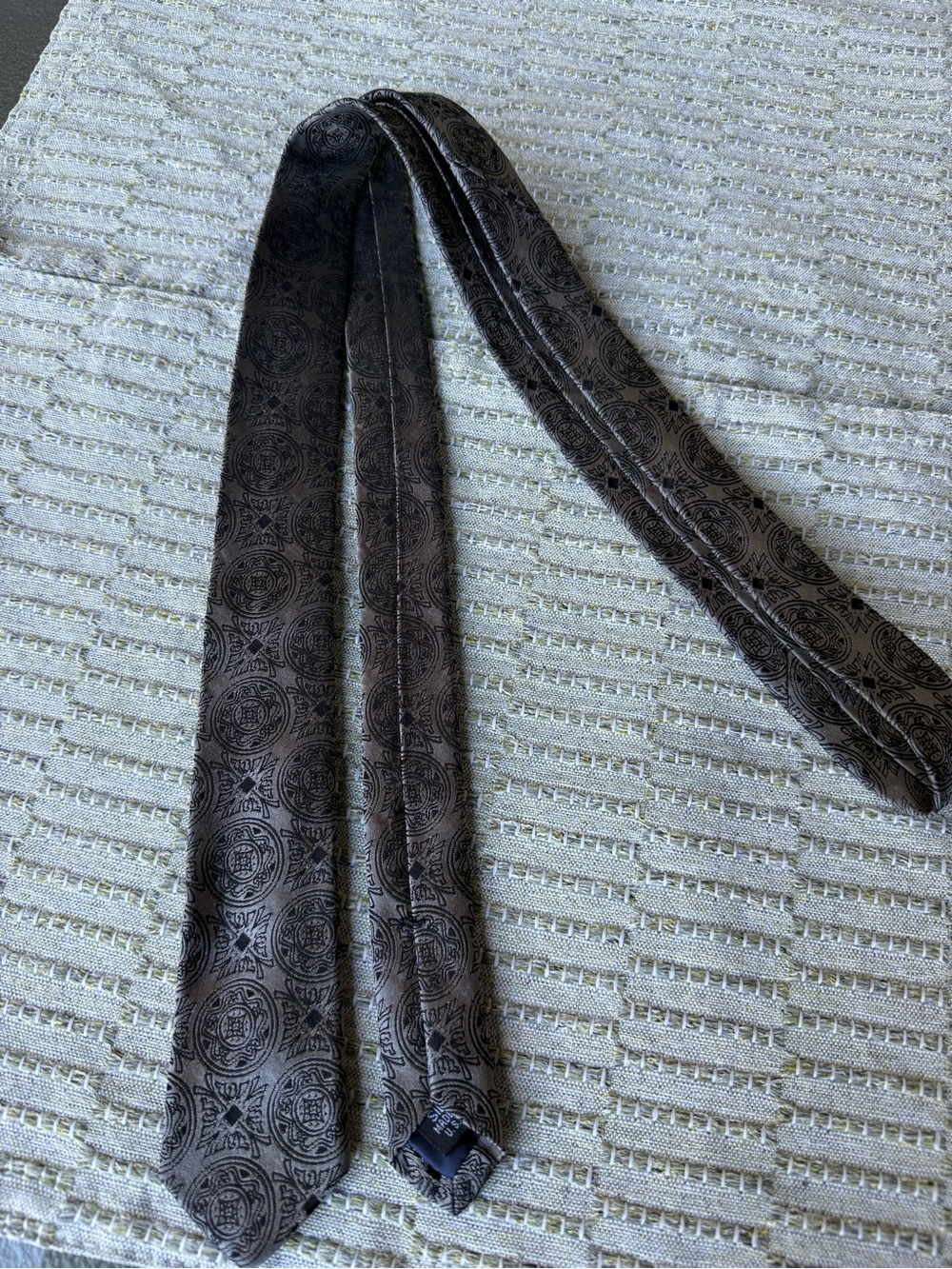 Band Of Outsiders black and gray Print Silk Tie